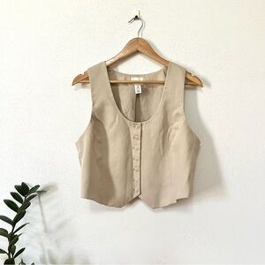 h&m button vest ivory beige large